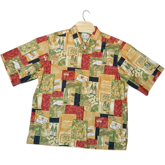 Reyn Spooner Hawaiian Traditionals, Regency‎ Cotton Linen Wine Theme Xlarge - Picture 2 of 5